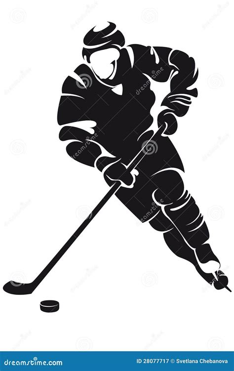 Ice Hockey Player Shooting, Vector Silhouette | CartoonDealer.com #92099490