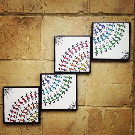 Shop Colourful Handmade, Handpainted Warli Wall Art (set Of 4) by Maddie's Fingers, The Arty ...