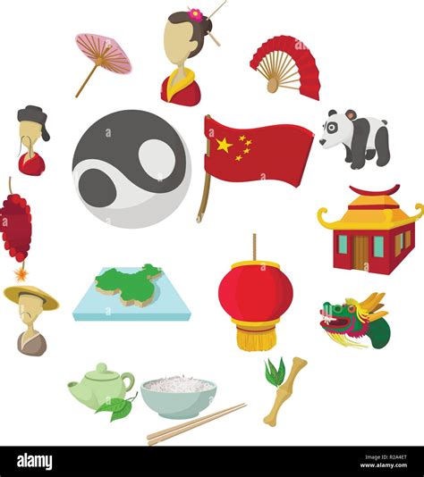 China cartoon icons set isolated on white background Stock Vector Image & Art - Alamy