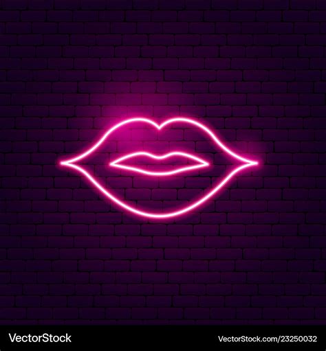 Kiss lips neon sign Royalty Free Vector Image - VectorStock