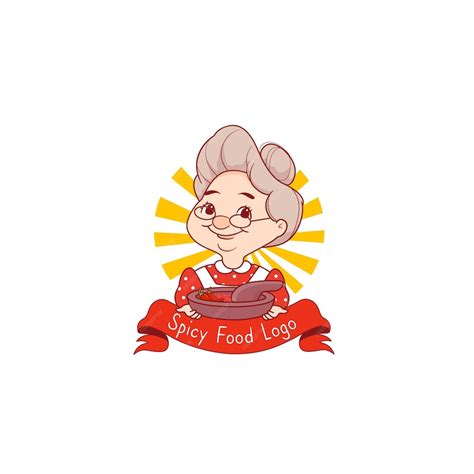 Premium Vector | Spicy Sambal Logo with Grandma chef cooking with cobek traditional mortar ...