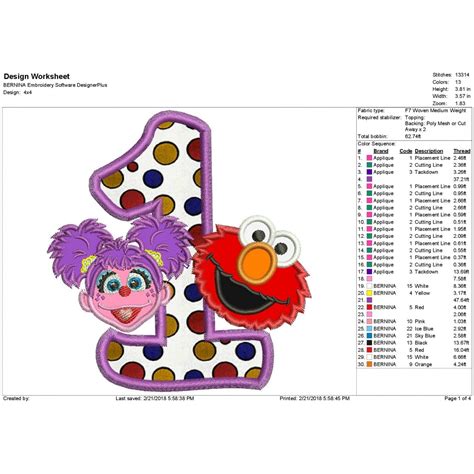 Abby and Elmo 1st Birthday Applique Design