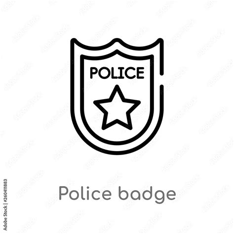 outline police badge vector icon. isolated black simple line element ...