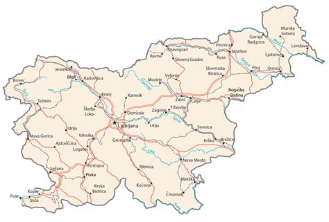 Map of Slovenia - Cities and Roads - GIS Geography