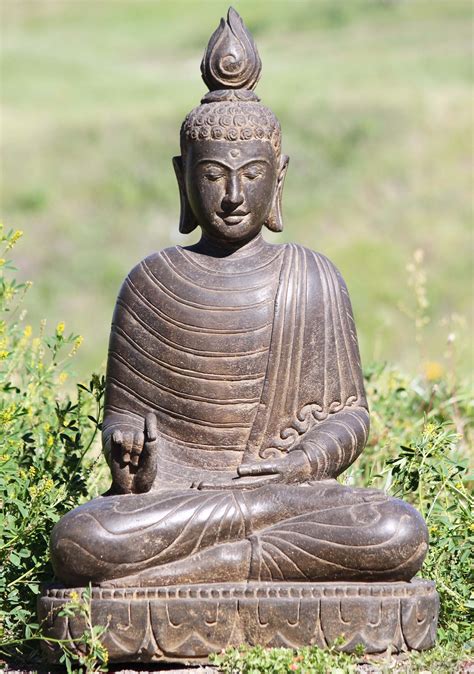 Stone Teaching Garden Buddha Sculpture 28" (#105ls433): Lotus Sculpture