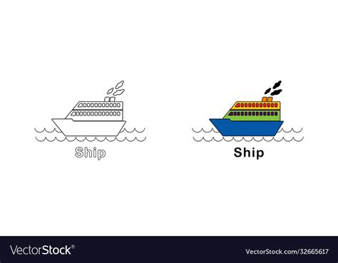 Simple 2d ship or vessel coloring books Royalty Free Vector