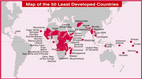 Map of the 50 Least Developed Countries | Download Scientific Diagram