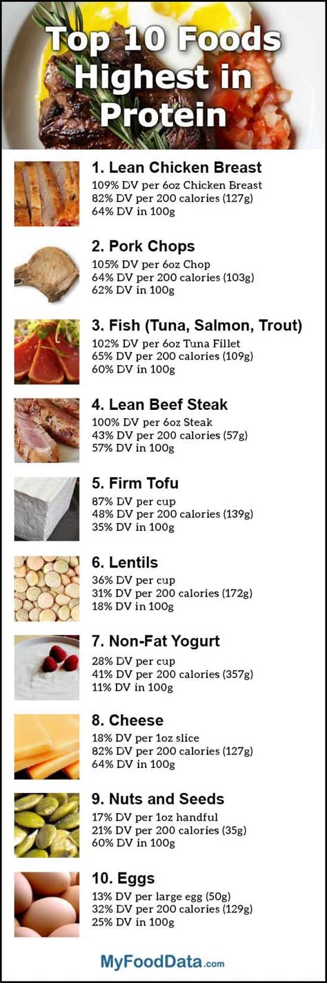 High Protein Foods List Printable