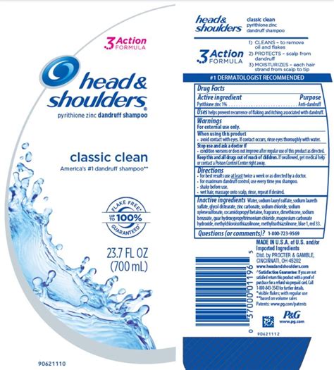 Head and Shoulders Classic Clean (shampoo) The Procter & Gamble Manufacturing Company