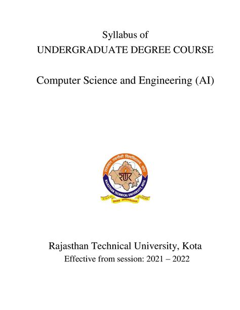 Syllabus CS III (AI) - Syllabus of UNDERGRADUATE DEGREE COURSE Computer Science and Engineering ...