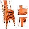 Amazon.com: Devoko Metal Indoor-Outdoor Chairs Distressed Style Kitchen Dining Chairs Stackable ...