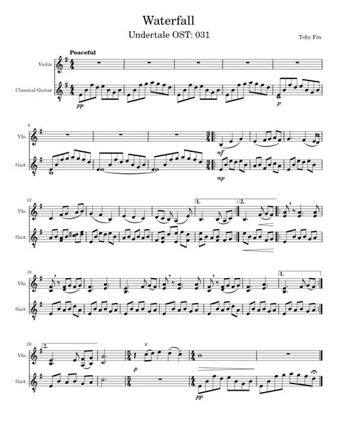 Waterfall Sheet music for Violin, Guitar (Mixed Duet) | Musescore.com