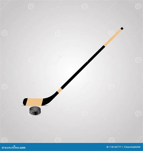 Hockey Stick and Puck on the Grey Background Stock Vector - Illustration of goalie, championship ...