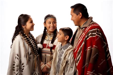 Premium Photo | Native American family in traditional attire passing ...