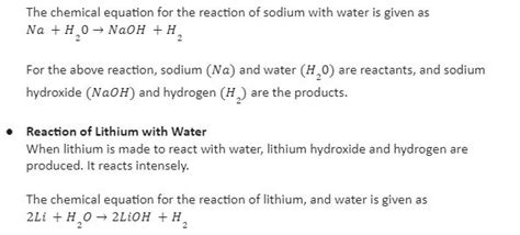 Lithium And Water Equation