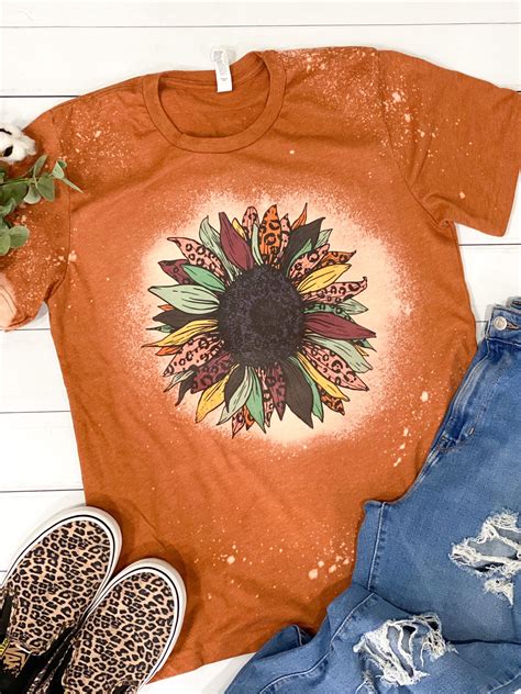 Fall Sunflower Leopard Bleached Tshirt | Etsy | Bleach shirts, How to ...