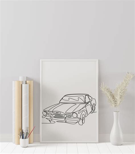 Minimalist Vintage Car Line Art Digital Download Retro - Etsy