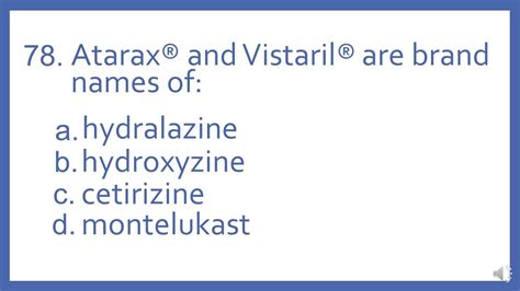 Top 200 Drugs Practice Test Question - Atarax and Vistaril are brand names of: - YouTube