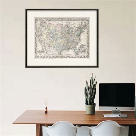 USA Map Print American Map Vintage Map Print Maps Wall Art Old - Etsy