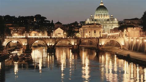 Rome City - Lights on the bridge in Italy Wallpaper Download 5120x2880