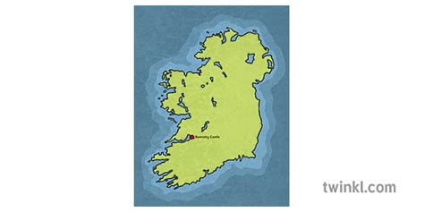แผนที่ของไอร์แลนด์แสดงกระต่ายปราสาท Illustration - Twinkl