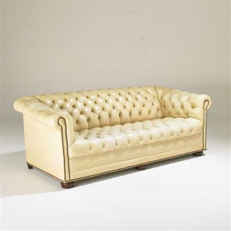 Cream Leather Midcentury Chesterfield Sofa | Sofa, Chesterfield sofa, Mid century