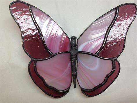 Stained Glass Butterfly Pink Pewter