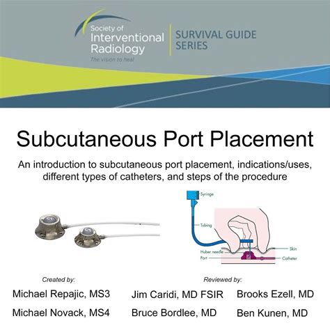 Subcutaneous port placement (eg: port-a-cath) is a procedure that involves the placement of an ...