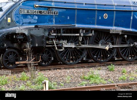 Sir Nigel Gresley class LNER A4 Pacific 60007 locomotive on show at Dundee train station UK ...