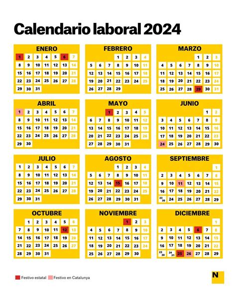 Calendario Laboral 2024 en Catalunya y Barcelona en PDF: Todos los Festivos