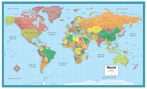 Rand McNally World M Series Large Wall Map Mural Poster