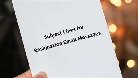 Good Subject Line For Resignation Email - Sample Resignation Letter