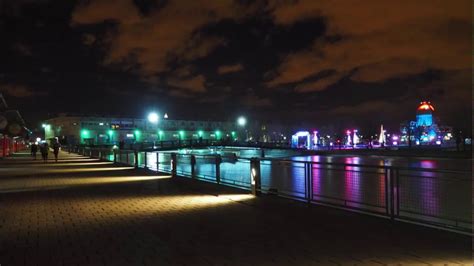 Beautiful Montreal 's Old Port illuminated at night in Winter 2015 ...