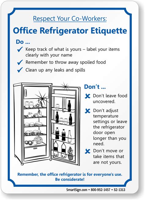 Office Refrigerator Etiquette Sign, SKU: S2-1313 | Office refrigerator, Office kitchen etiquette ...