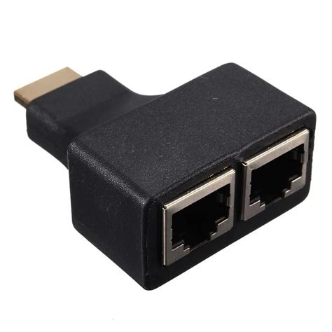 1080p 4K HDMI To RJ45 Adapter Dual Ethernet Network Extender by Cat 5/6 ...