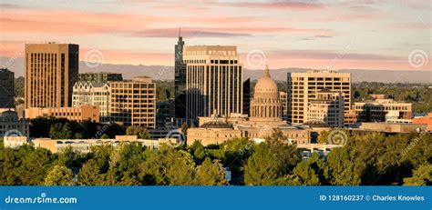 Morning Sunrise Over Boise Idaho Skyline with Colored Clouds in Stock ...