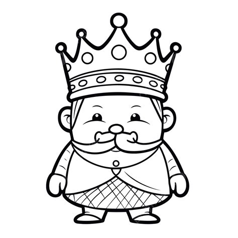 Cartoon King With Crown Coloring Page Outline Sketch Drawing Vector, Crown Clipart, Drawing ...