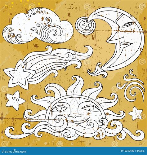 Celestial symbols 1 stock vector. Image of clipart, female - 16349438