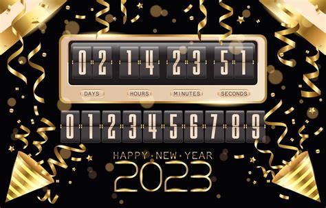 Gold Digital New Year Countdown Clock With Confetti 13640115 Vector Art at Vecteezy