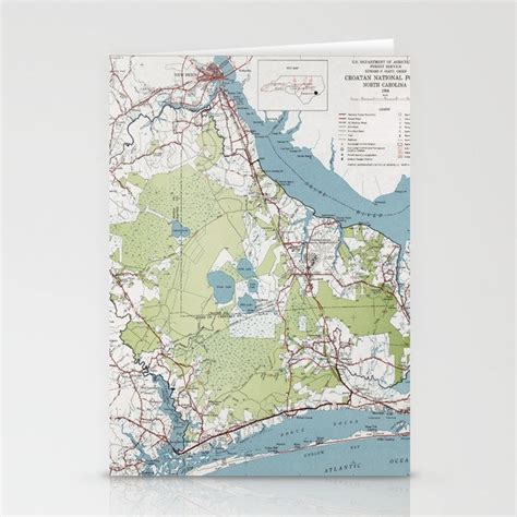 Old Croatan National Forest Map (1964) Vintage NC Woodland Recreational Area Map Stationery ...