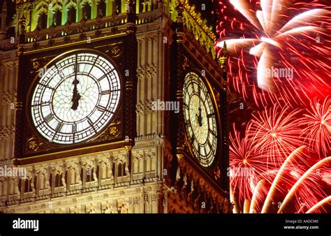 Big Ben New Years Eve fireworks London UK England Great Britain Houses ...