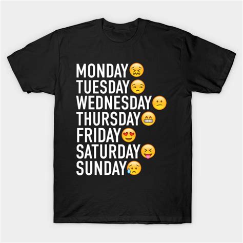 Days of the Week Expressed Through Emojis (White) - Emoji - T-Shirt ...