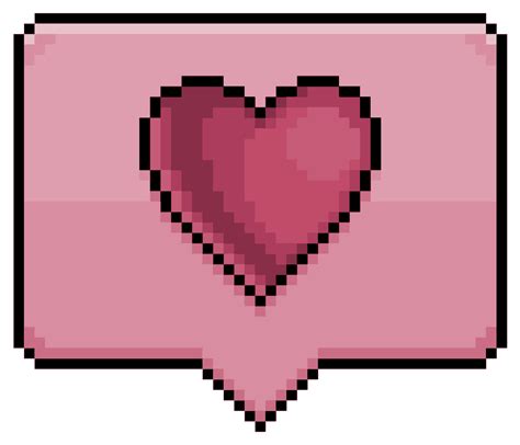 Pixel art pink speech bubble with heart icon vector icon for 8bit game on white background ...