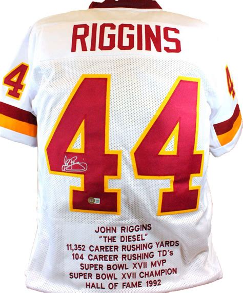 John Riggins Signed Career Highlight Stat Jersey (Beckett) | Pristine ...