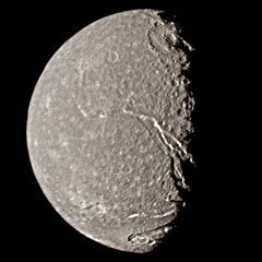 Titania, moon of Uranus - The Solar System on Sea and Sky