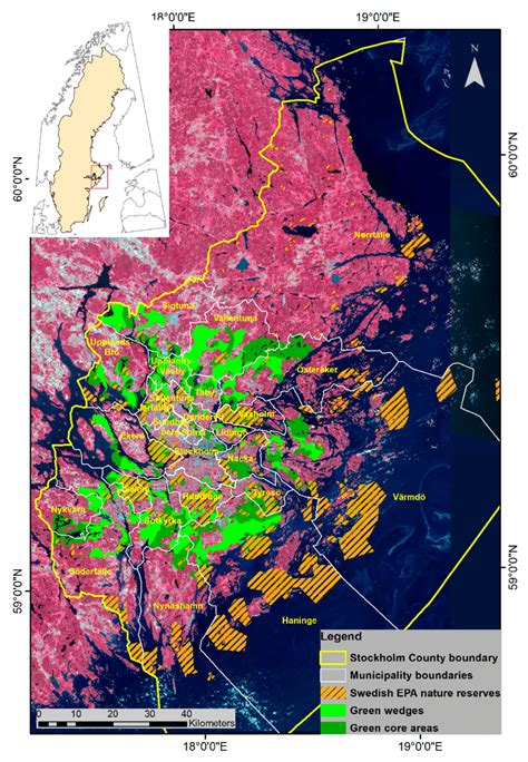 Study area: Stockholm County and municipality boundaries are outlined... | Download Scientific ...