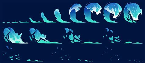 Water splash vfx animation cartoon sprite sheet 13416911 Vector Art at ...