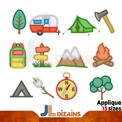 Craft Supplies & Tools Camping Designs Camping Embroidery Design Campfire Embroidery Design 10 ...