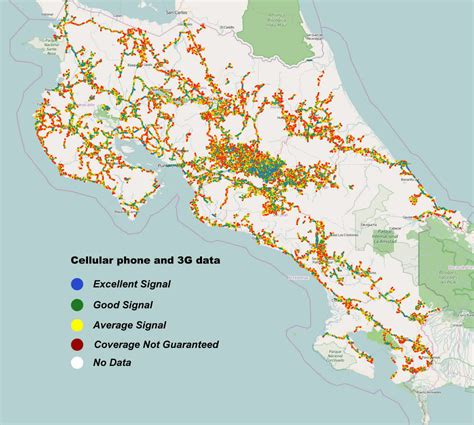 Cell Phone & Data Coverage Map of Costa Rica