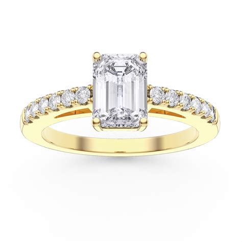 Unity 1ct Moissanite Emerald Cut Pave 10K Yellow Gold Engagement Ring ...